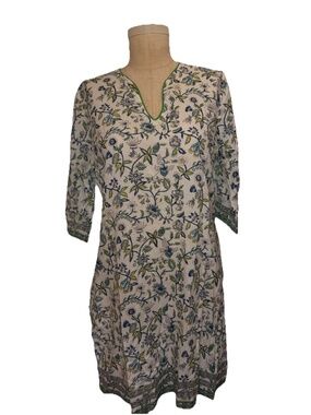 Anokhi Floral Print Tunic Top Womens L Cotton Cottagecore Boho Artsy
